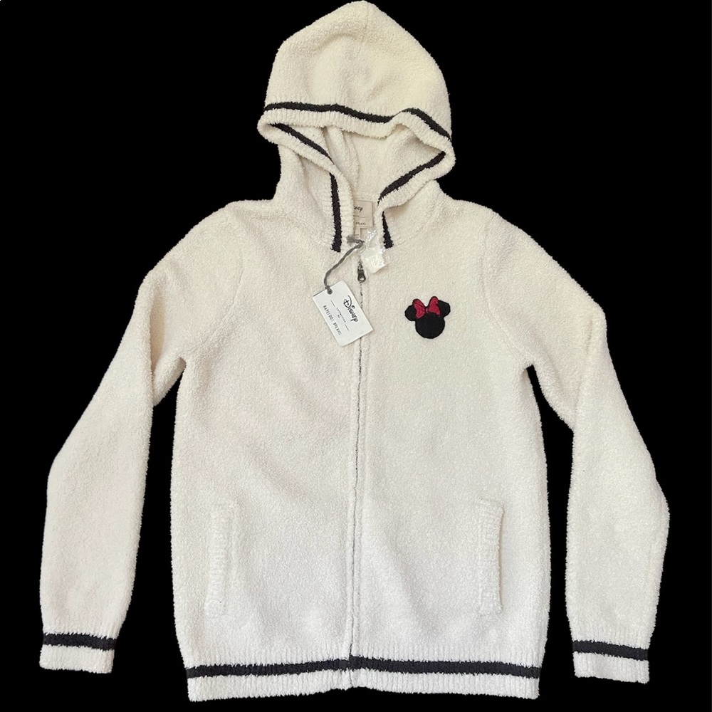 DISNEY BAREFOOT DREAMS FULL ZIP HOODIE CREAM MINNIE MOUSE SIZE SMALL